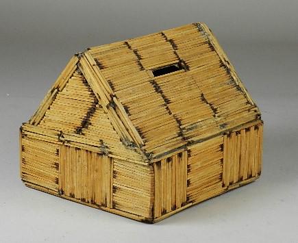 Folk Art Matchstick House with Bank Slot (1 of 4)