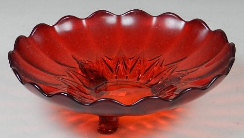 New Martinsville "Janice" Ruby Red Footed Bowl (1 of 3)
