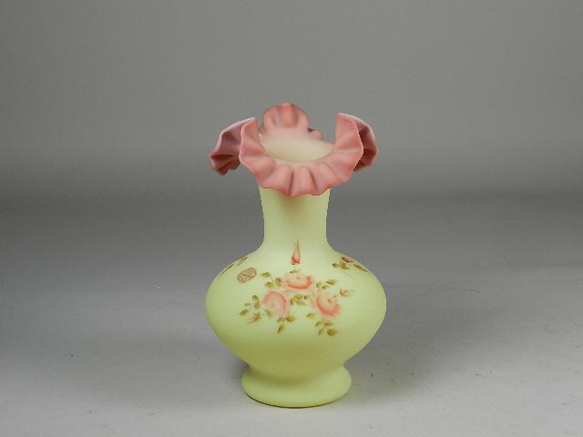 Large Fenton Burmese Hand Painted Vase (1 of 6)