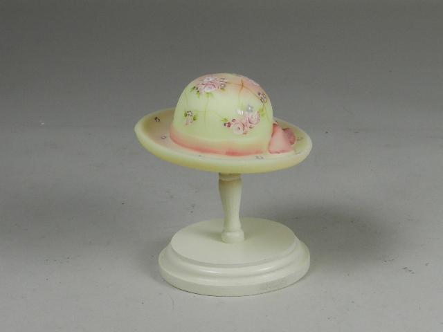 Fenton Burmese Hand Painted Hat on Stand (1 of 5)