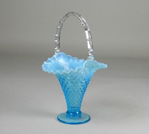 Large Fenton Blue Hobnail Basket (1 of 3)