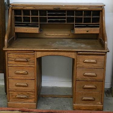 Antique Oak Roll Top Desk (1 of 9)