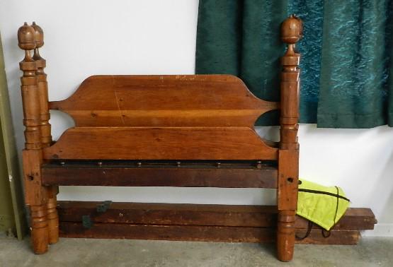 19th Century Pine Acorn Finial Rope Bed (1 of 4)