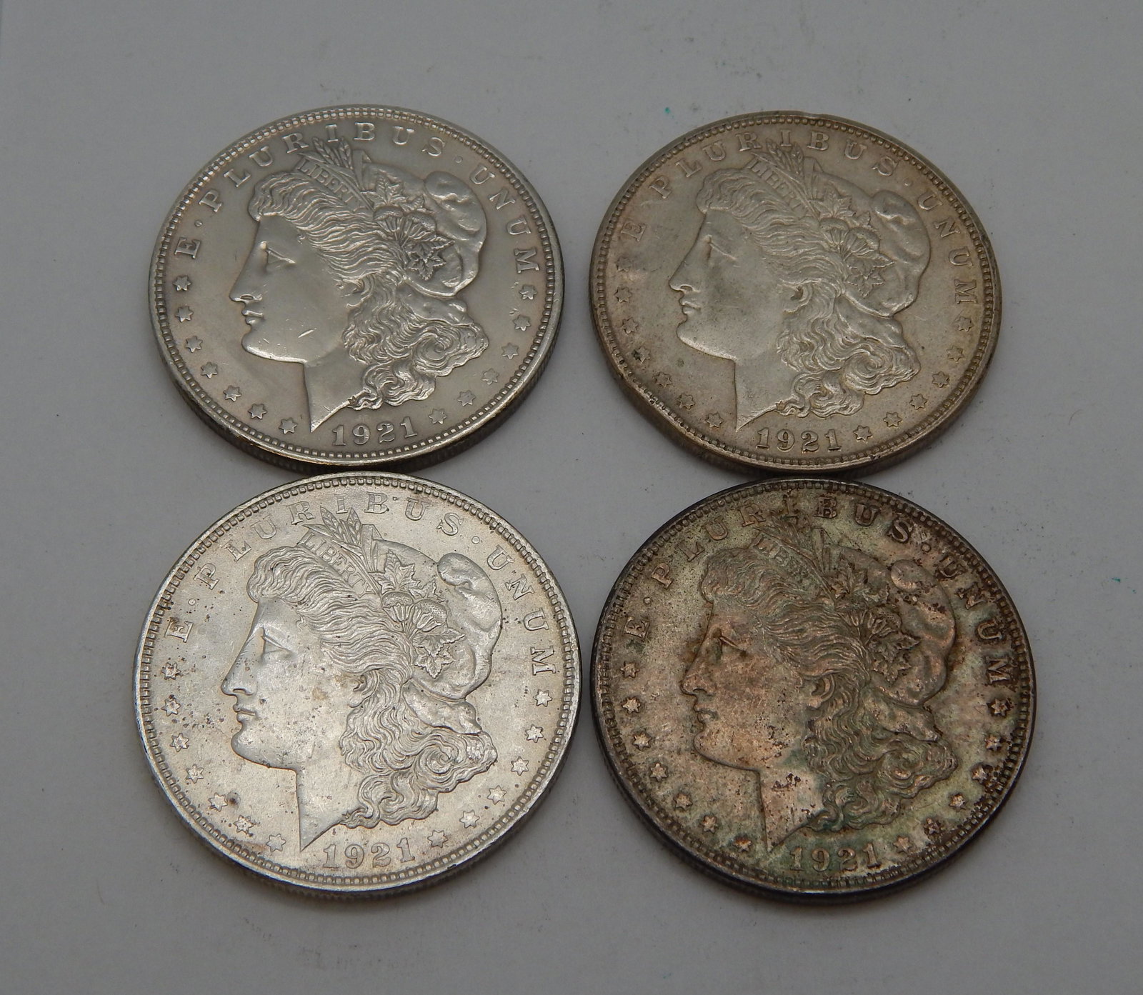 Four 1921 Morgan Dollars (1 of 2)