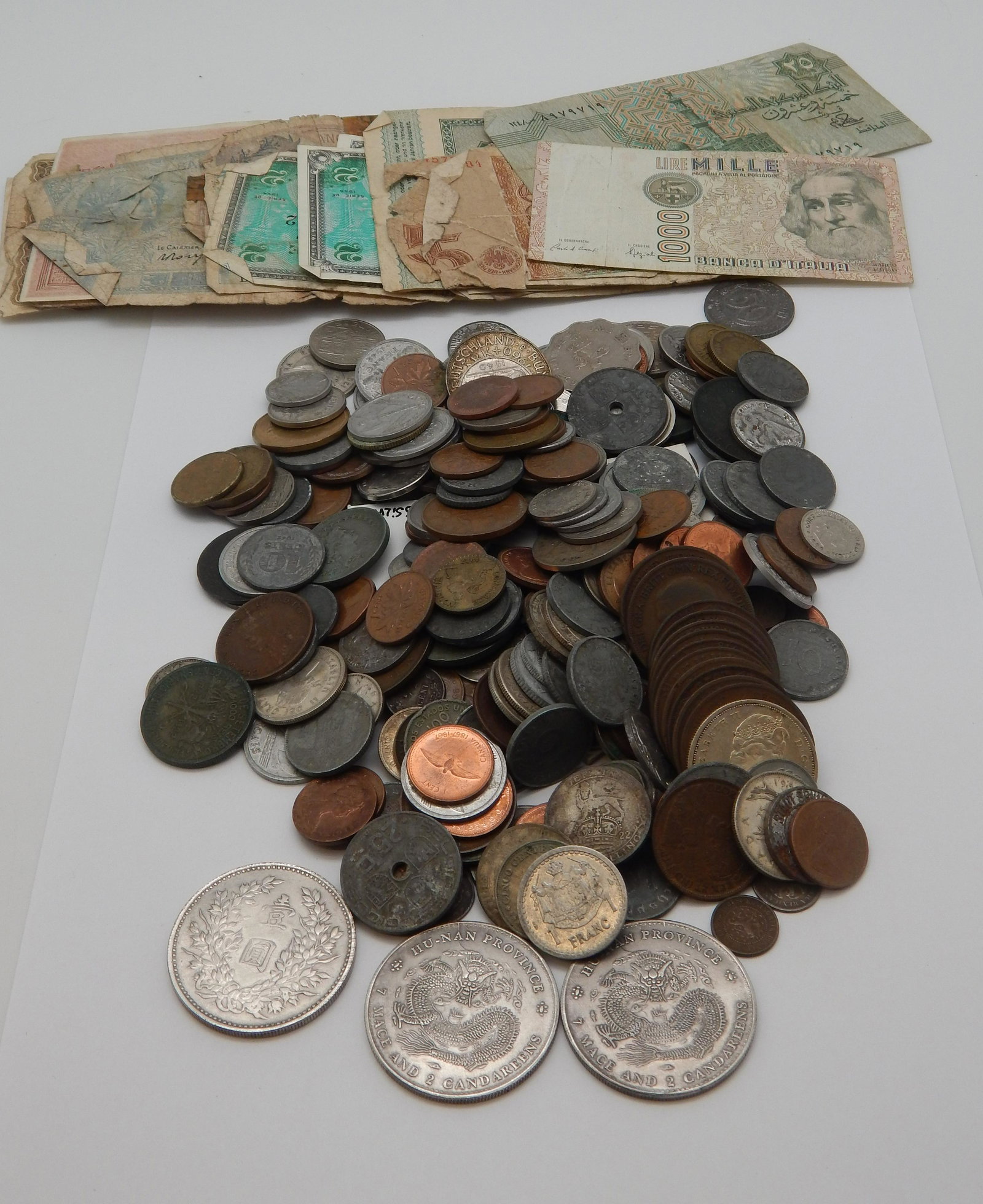 Group of Foreign Coins & Currency (1 of 1)