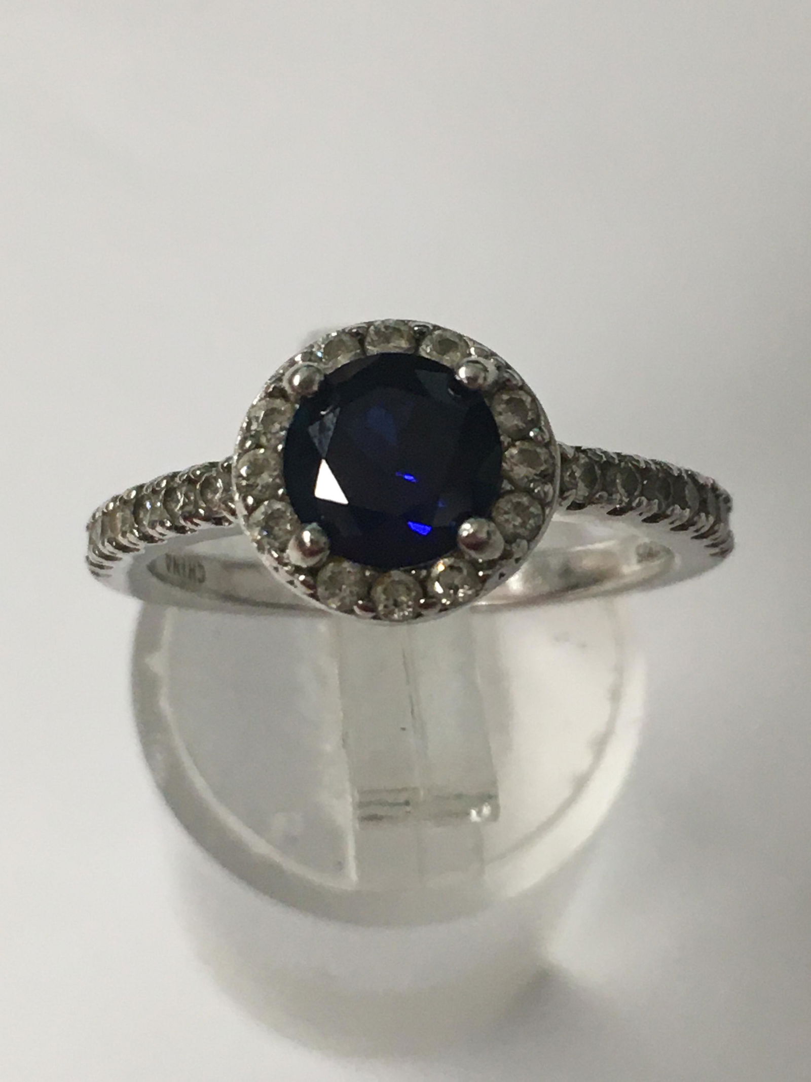Sterling Blue Stone & CZ Ring (1 of 3)