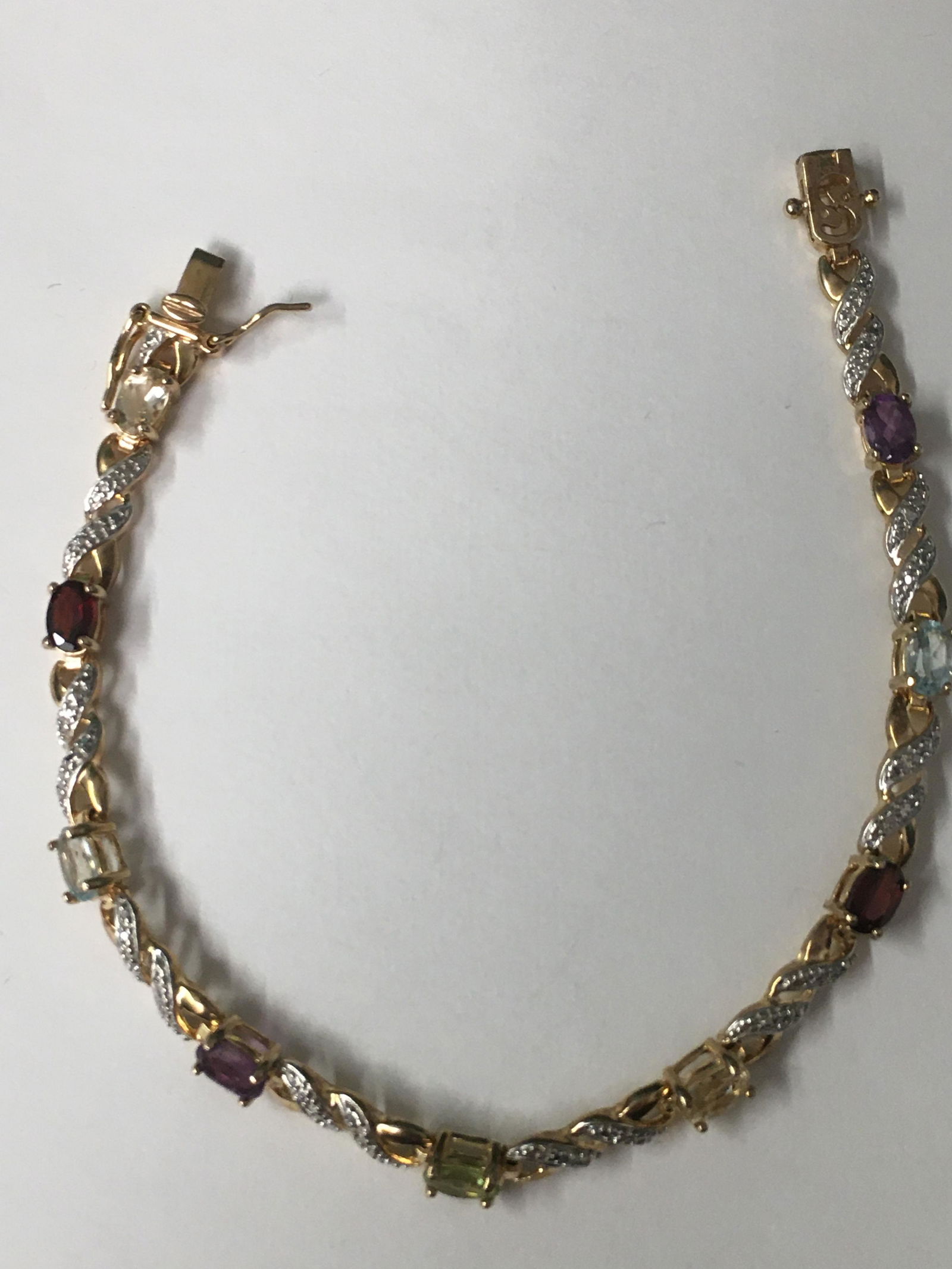 Gold Wash over Sterling Multi Gemstone Bracelet (1 of 2)