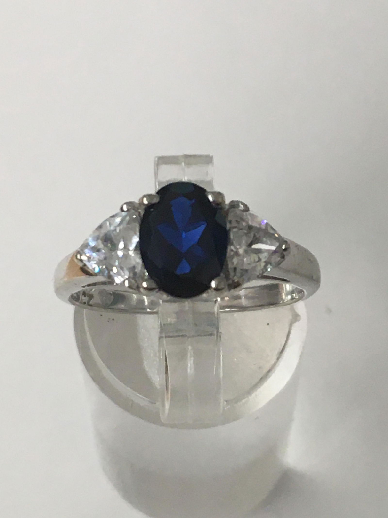 Sterling CZ & Blue Stone Ring (1 of 3)