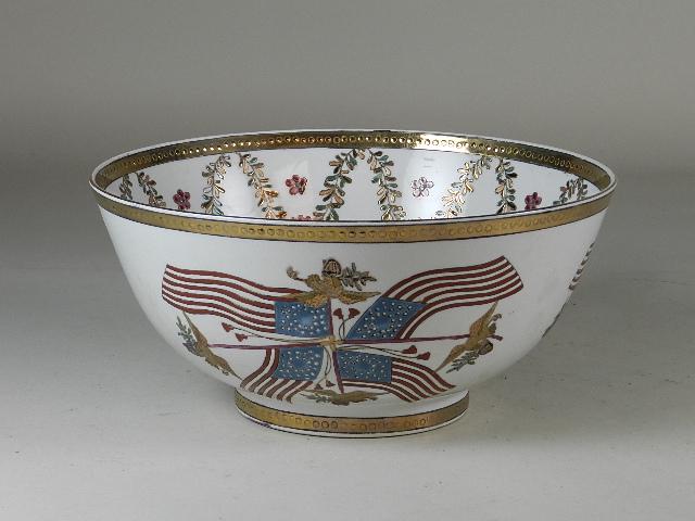 Center Bowl with American Flag Decoration: Andrea by Sadek, 6" h x 12" w