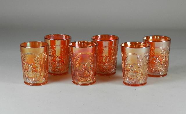 Six Carnival Glass Tumblers (1 of 3)