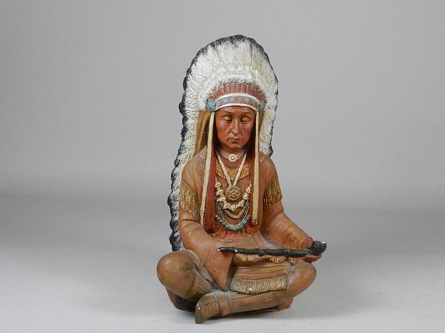 Chalkware Seated Indian Chief (1 of 6)