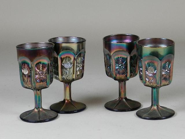 Four LG Wright Paneled Thistle Goblets: 6" h
