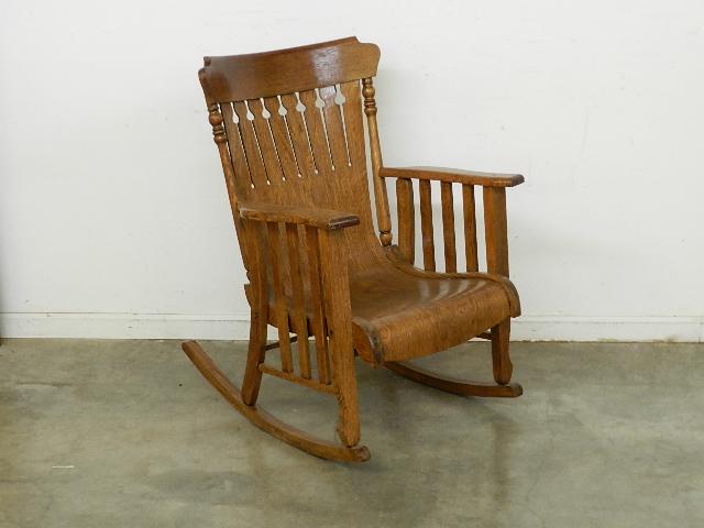 Oak Rocking Chair: old refinish, 38" h x 26" w x 29" d