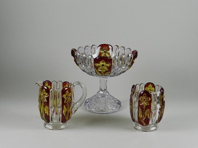 3 Pieces EAPG Greensburg Glass Co Creamer, Sugar & (1 of 4)