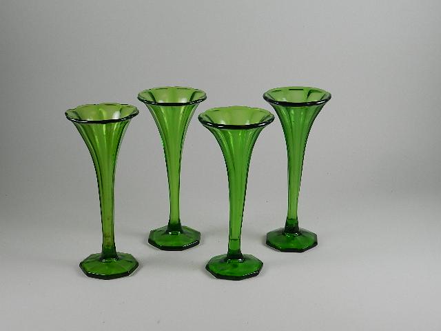 Four Emerald Green Trumpet Vases (1 of 2)