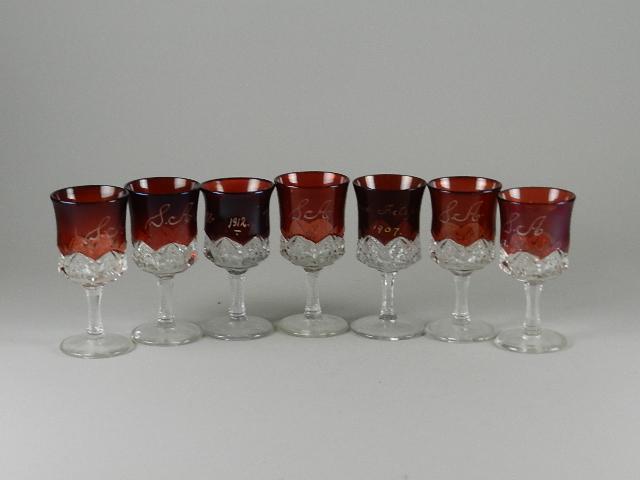 Seven EAPG Duncan Miller Button Arches Ruby Flash (1 of 2)