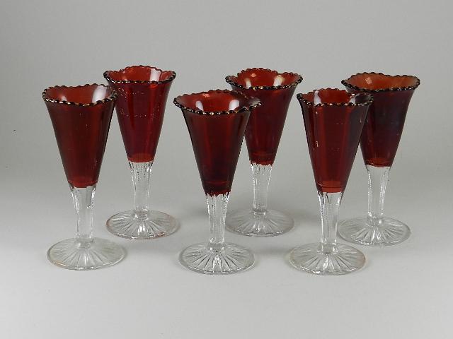 Set of Six EAPG Ruby Flash Bud Vase/Stems (1 of 2)