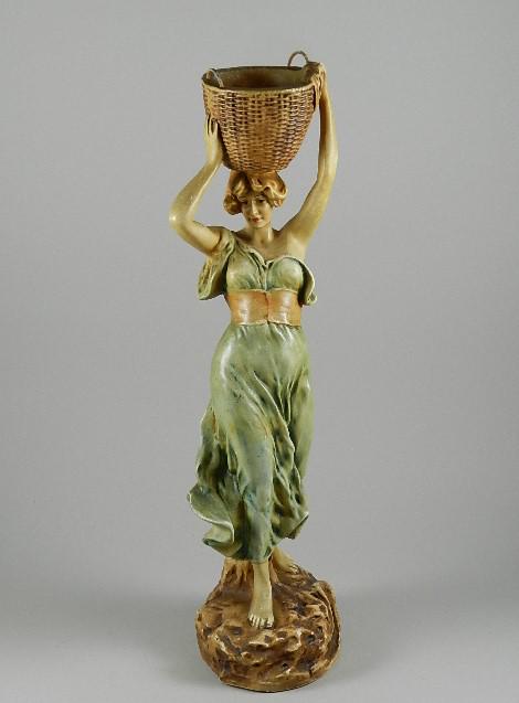 Classical Plaster Sculpture of Woman with Basket (1 of 4)