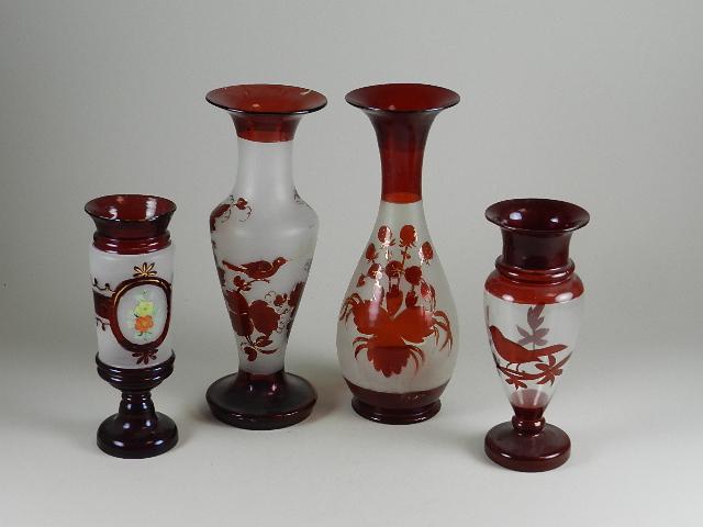 Four Bohemian Ruby Flash Vases (1 of 2)