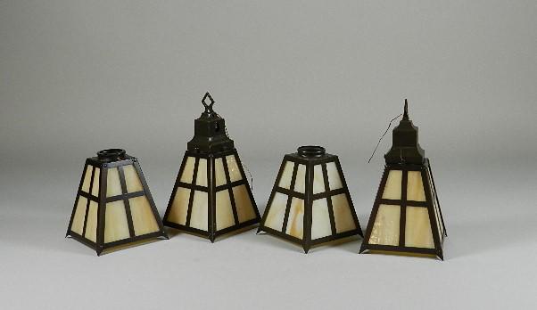 4 Slag Glass Hanging Lamp Shades: to have hangers