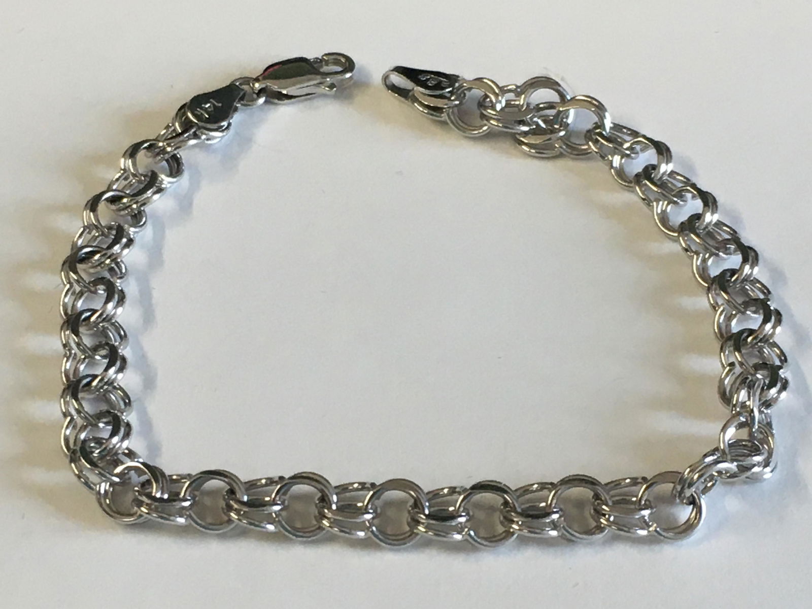14k White Gold Double Link Bracelet (1 of 2)