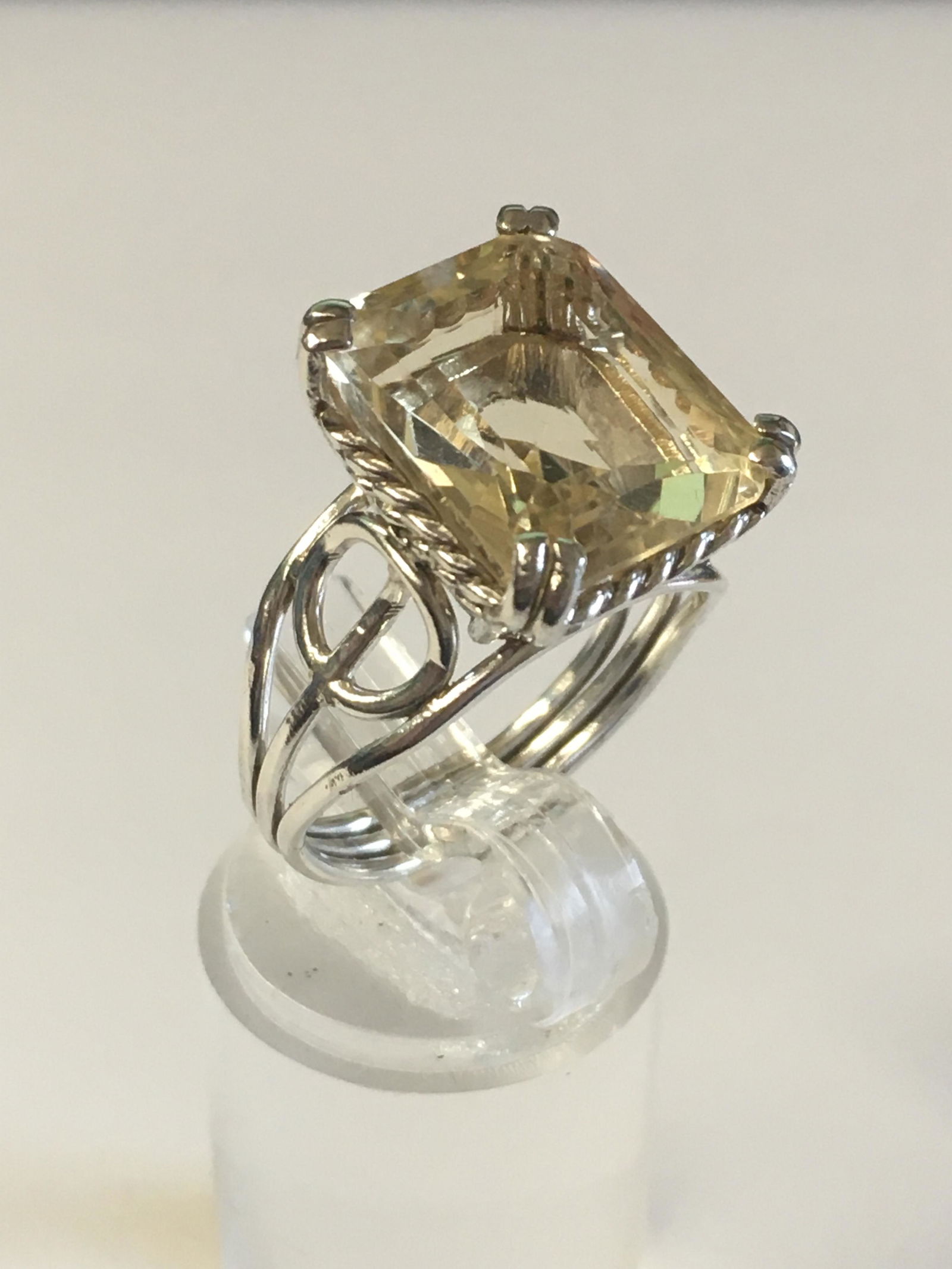 Sterling Large Champagne Stone Ring (1 of 4)