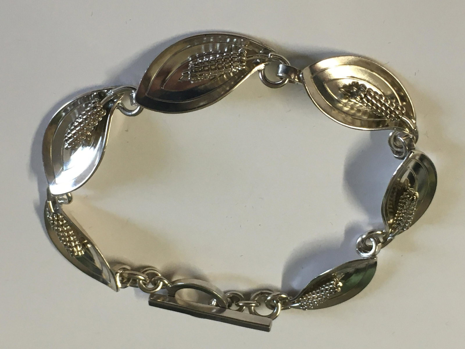 Sterling Danish Modern Lilly Bracelet: 7"