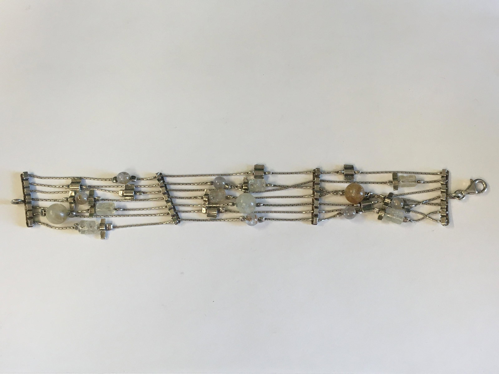 Sterling & Bead Bracelet: 7"