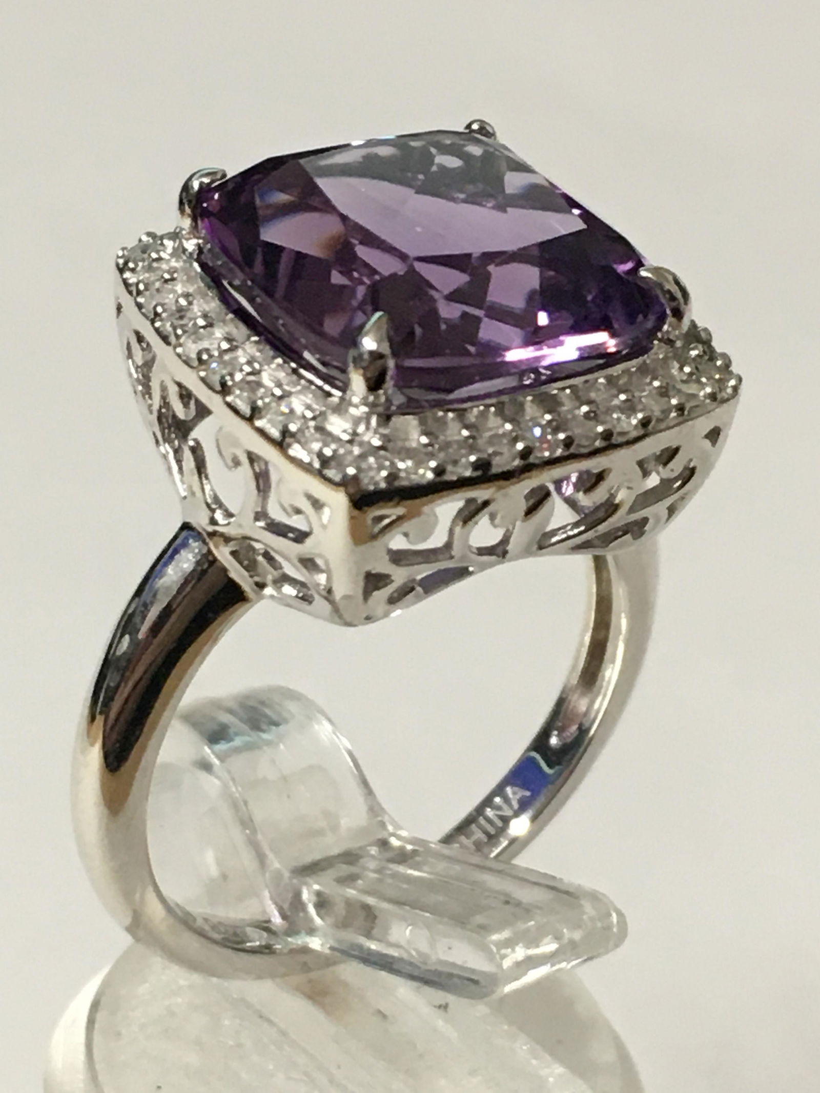 Sterling Amethyst & Diamond Ring (1 of 4)