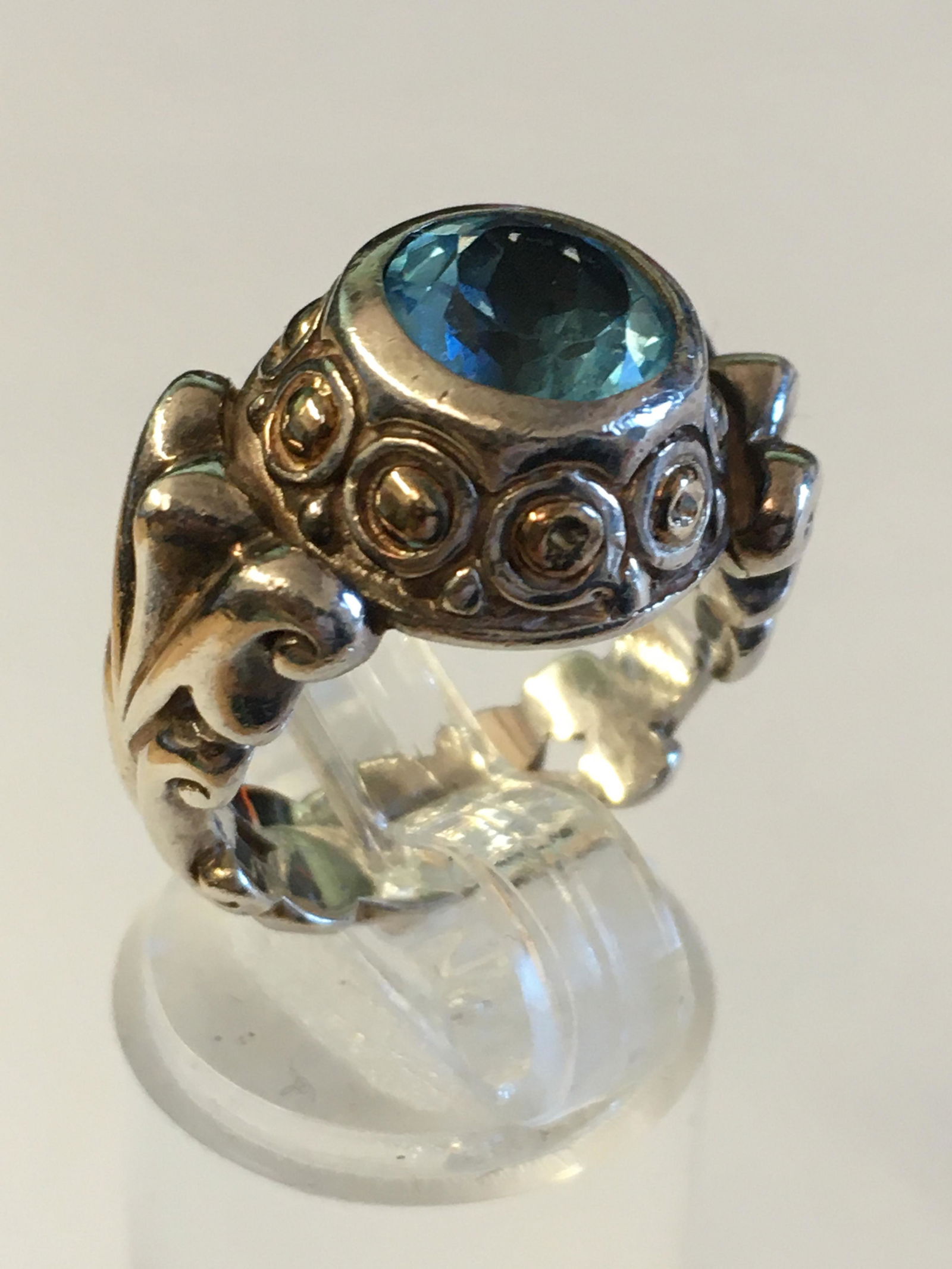 18k Yellow Gold & Sterling Blue Topaz Ring (1 of 4)
