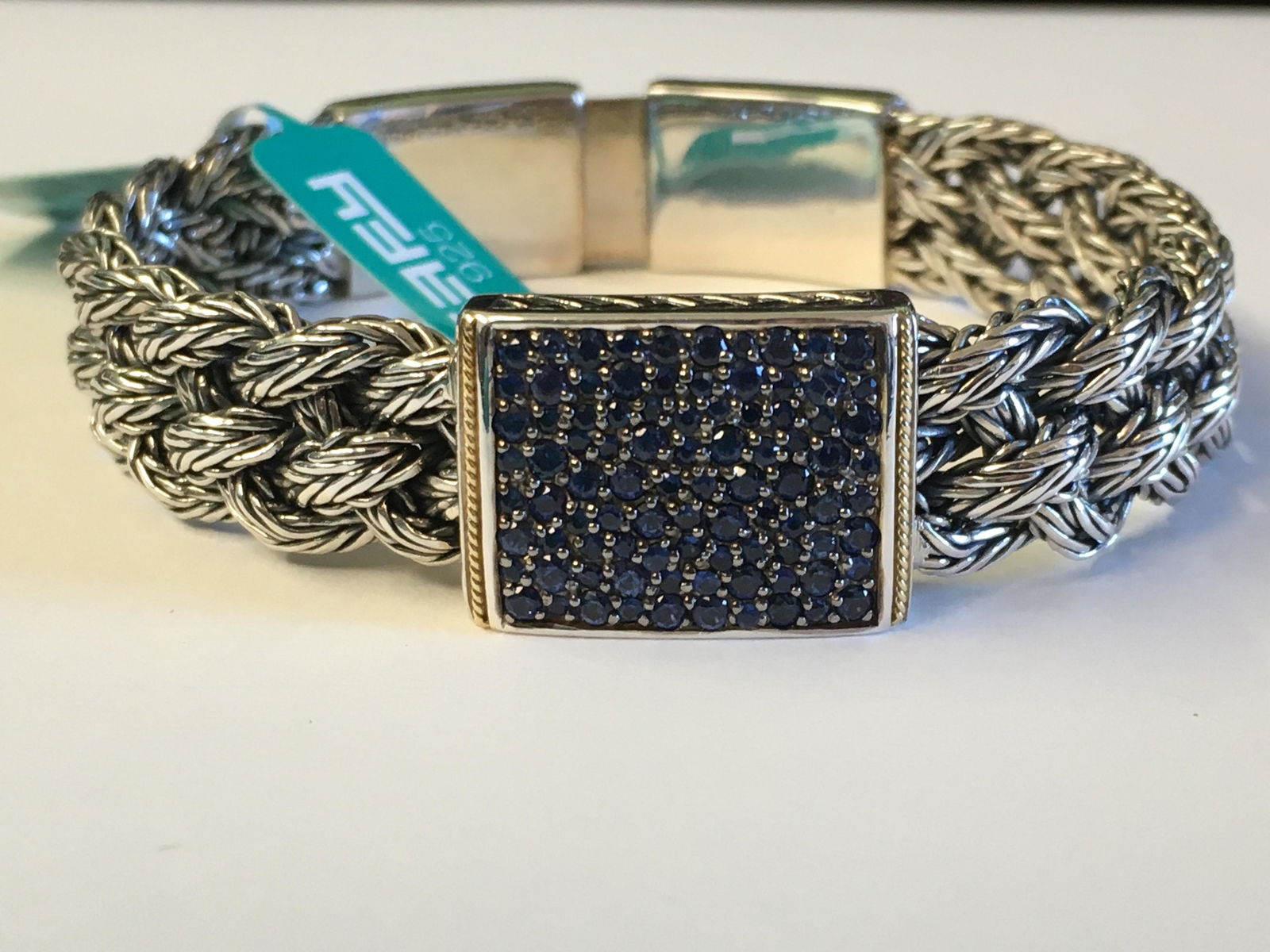 18k Yellow Gold & Sterling Sapphire Bracelet (1 of 2)