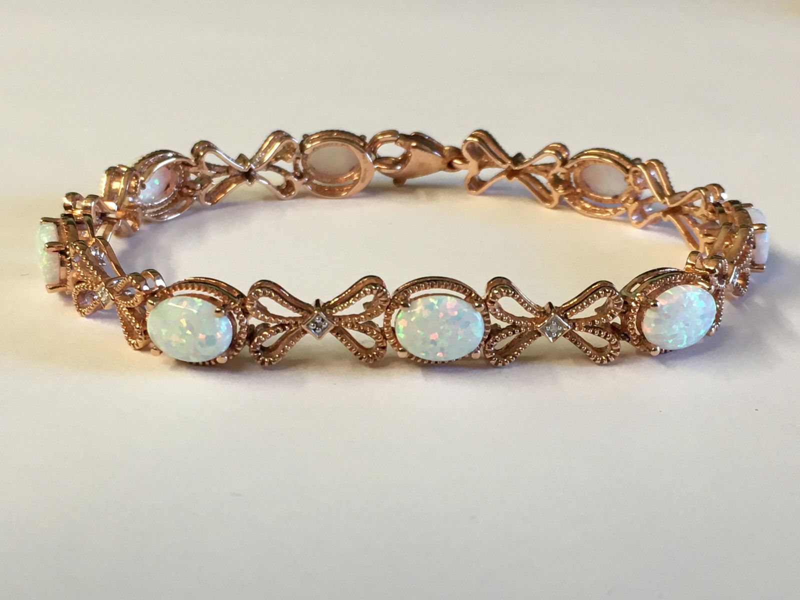 Gold Filled on Sterling Silver Created Opal Bracelet (1 of 2)