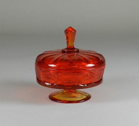 Viking Glass Covered Candy Dish: minor wear, 6 1/2" h