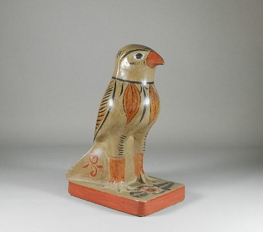 Large Mexican Pottery Hawk with Hand Painted Decoration: minor wear, 19" h x 9 1/2" w x 13" d