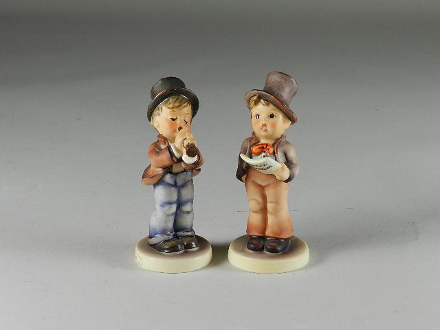 2 Goebel Hummels - Street Singer & Serenade: trademark 5, crazing to finish, 4 3/4" h
