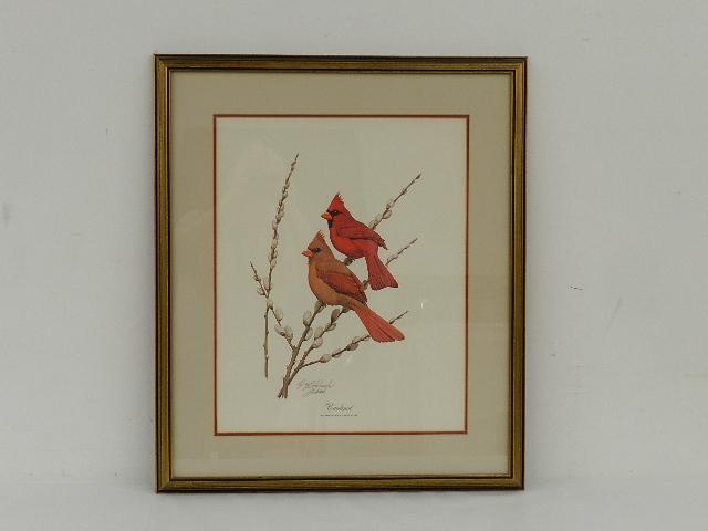 Guy Coheleach Signed Print of Cardinals: minor wear to frame, 26 1/2" h x 22 1/2" w