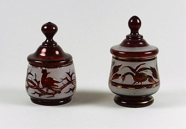 Two Ruby Flash Dresser Jars with Lids (1 of 4)