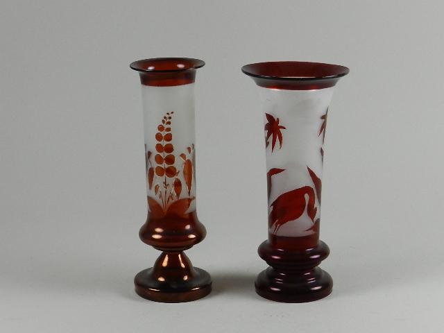 Two Bohemian Ruby Flash Vases (1 of 2)