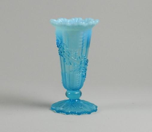 Northwood Blue Opalescent Fluted Scroll & Vine Vase (1 of 2)