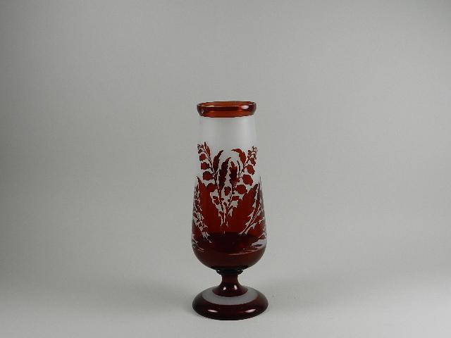 Large Ruby Flash Floral Decorated Vase (1 of 3)