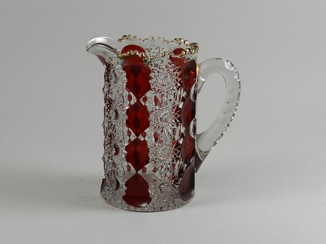 EAPG Water Pitcher with Ruby Flash & Gilt Trim (1 of 2)