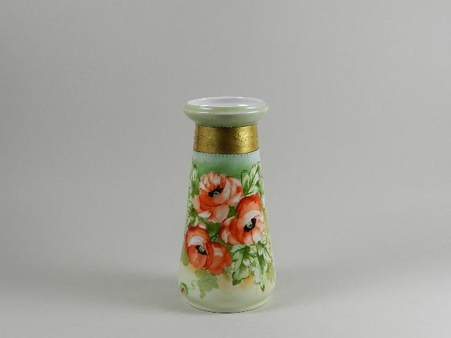 Large Hand Painted Porcelain Vase: poppy decoration, marked ZS & Co Bavaria, artist signed, Mueller, 11 1/4" h