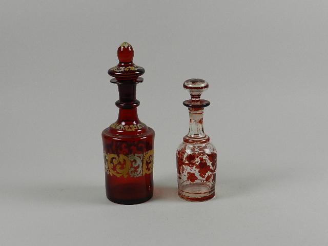 Two Bohemian Ruby Flash Decanters (1 of 3)
