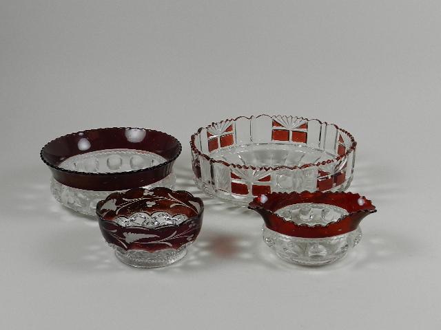 Four EAPG Ruby Flash Bowls (1 of 3)