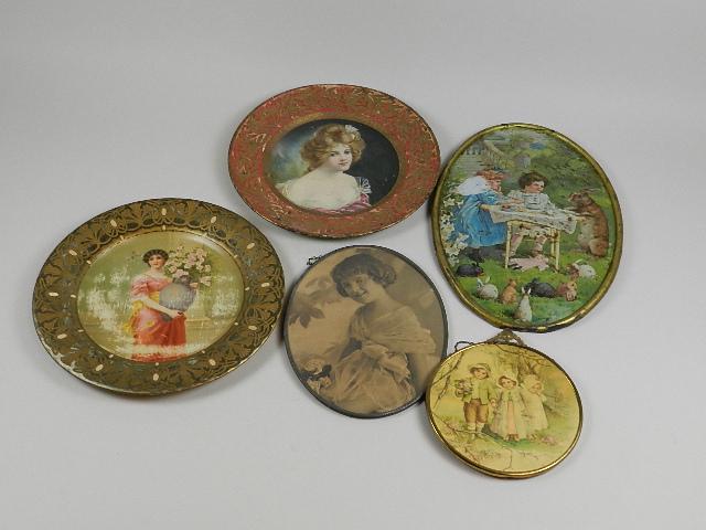 Group of Early 20th Cent Decorative Tin Litho Plates (1 of 2)
