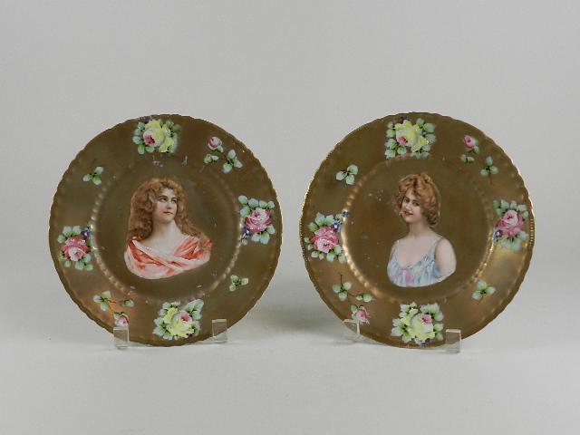 2 Hand Painted Austrian Portrait Plates (1 of 2)