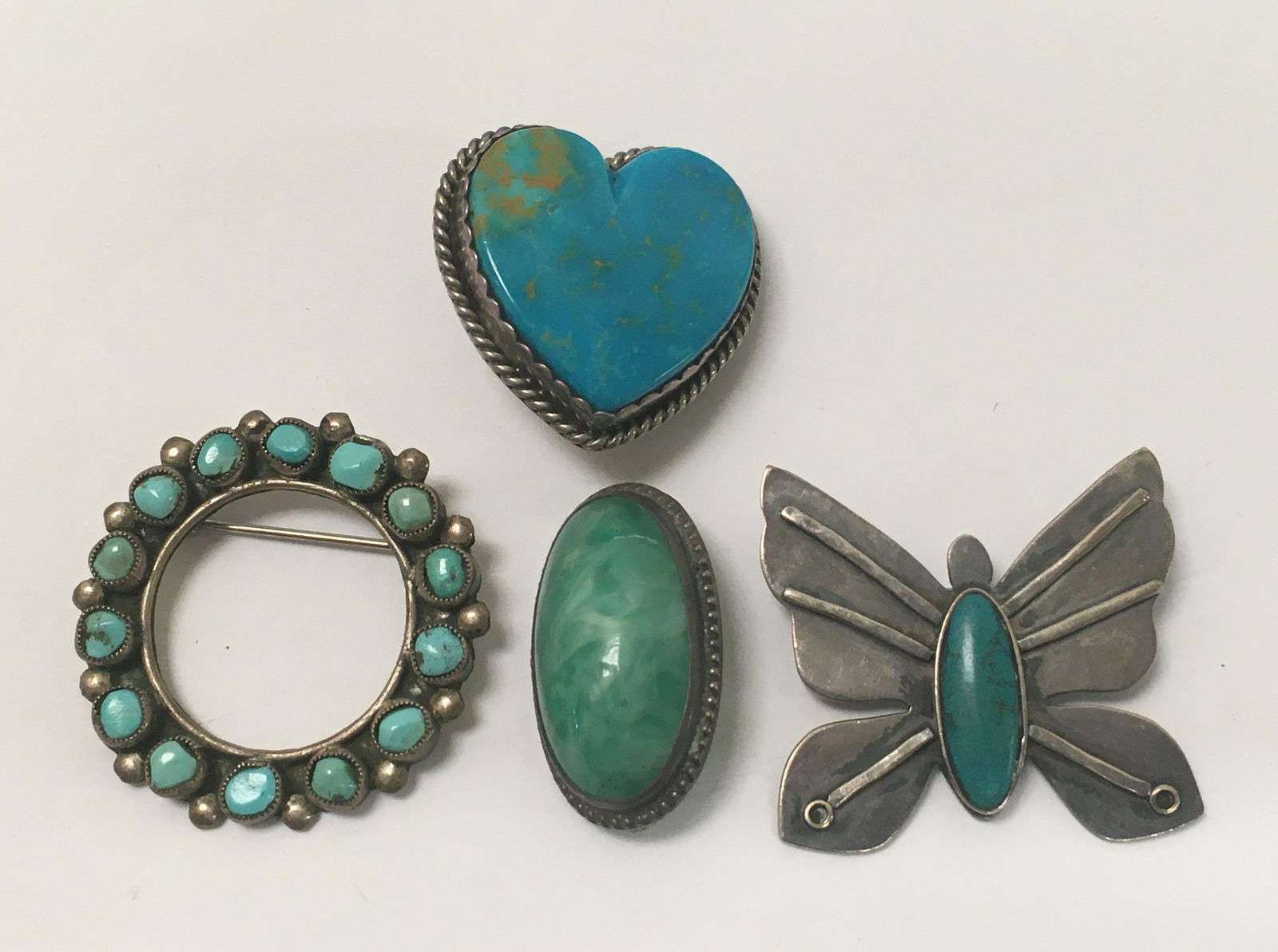 3 Sterling Turquoise Pins & 1 Turquoise Heart Earring (1 of 1)