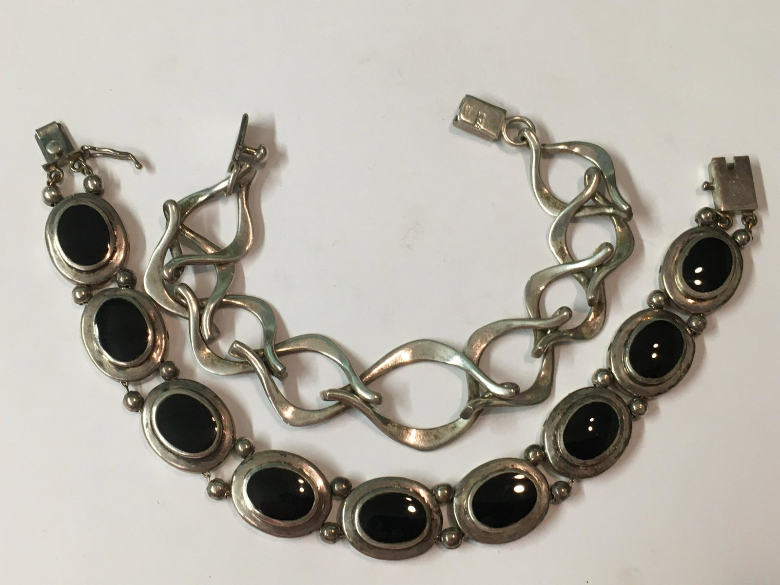 Black Onyx Sterling Bracelet & Sterling Bracelet: onyx: 8", other is 7"