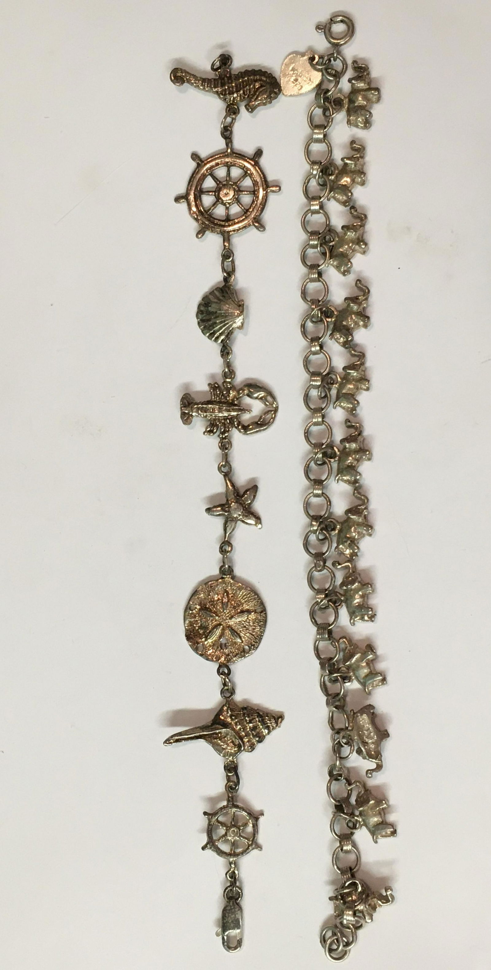 Sterling Ocean Theme Bracelet and Sterling Elephant Charm Bracelet (1 of 2)