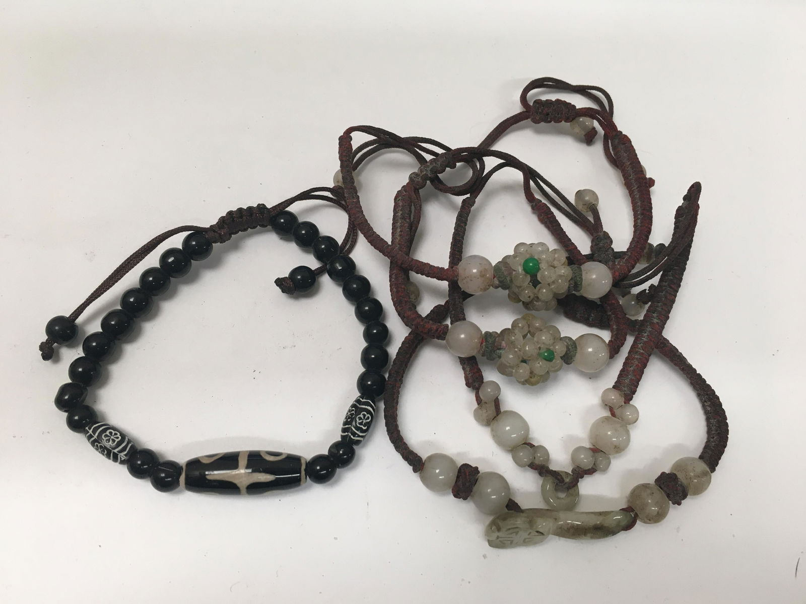5 Braided & Bead Bracelets - 4 are Jade (1 of 2)